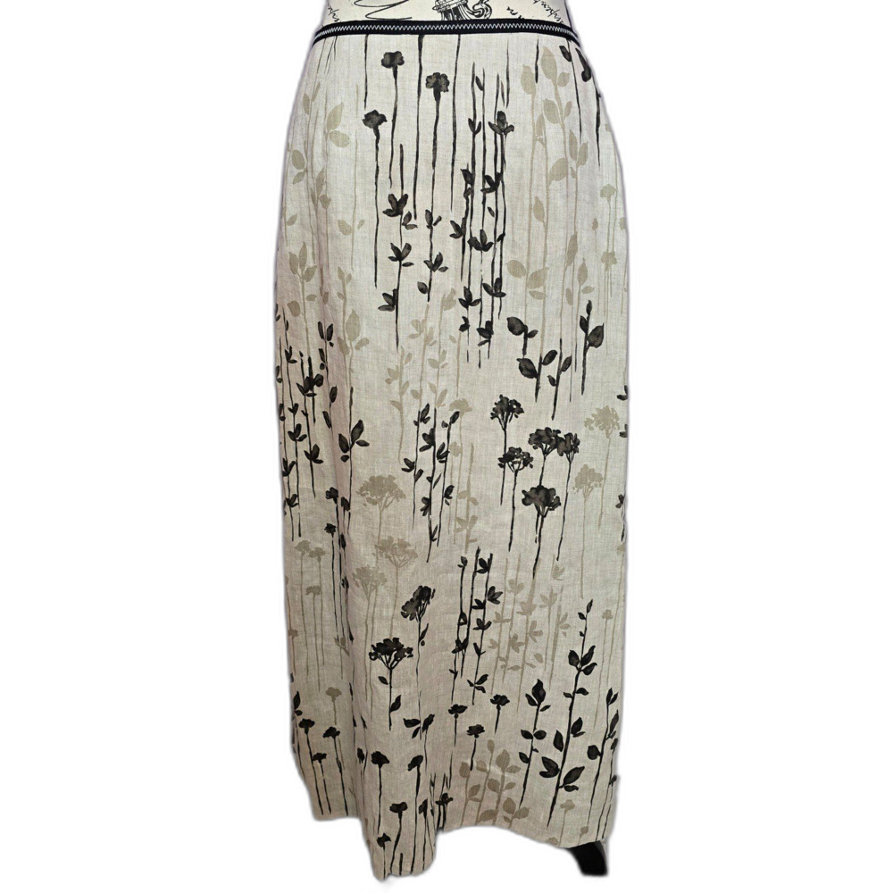 NWT J.Jill 100% linen Floral Boho Lightweight midi  skirt SZ 6
